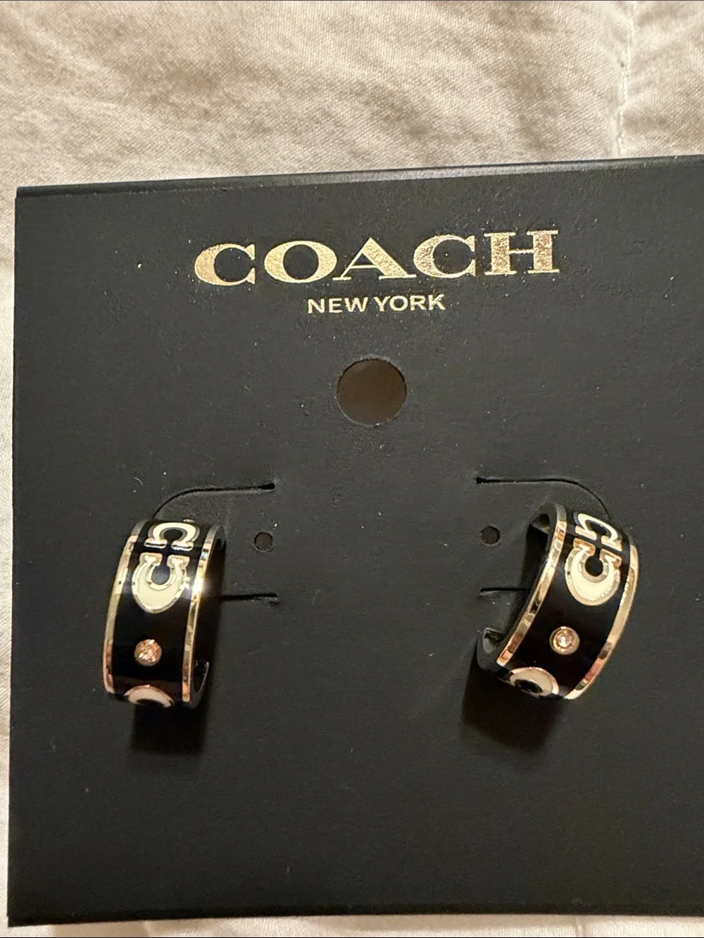 Coach Gold and Black Signature C-Hoop Huggies (73) - Picture 4 of 4